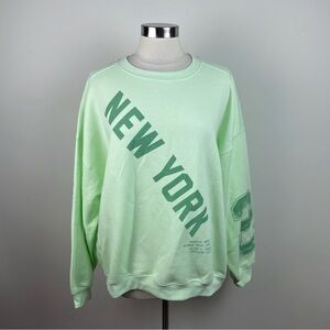 Vinyl Icons Lime Green New York Sweatshirt Women Large Comfort Soft New With Tag